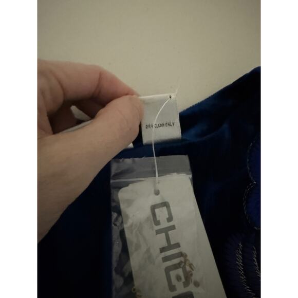 Chico's Blue Silk Velvet Beaded Embroidered Boho Holiday Long-sleeved Top M NWT - Picture 4 of 6